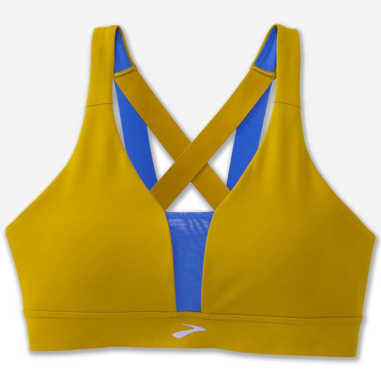 Brooks Women's Drive Plunge Running Bra Singapore - Golden Hour/Bluetiful (65048-QTCS)